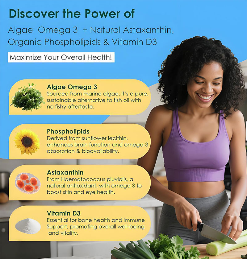 Vegan Omega 3 Gummies Algae Based DHA EPA for Brain and Eye Health Private Label OEM ODM