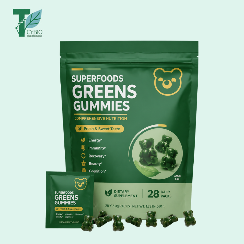 OEM Private Label Adult Super Greens Multivitamin Gummies, Superfood Gummy Vitamins for Women &amp; Men, Supports Digestive Comfort