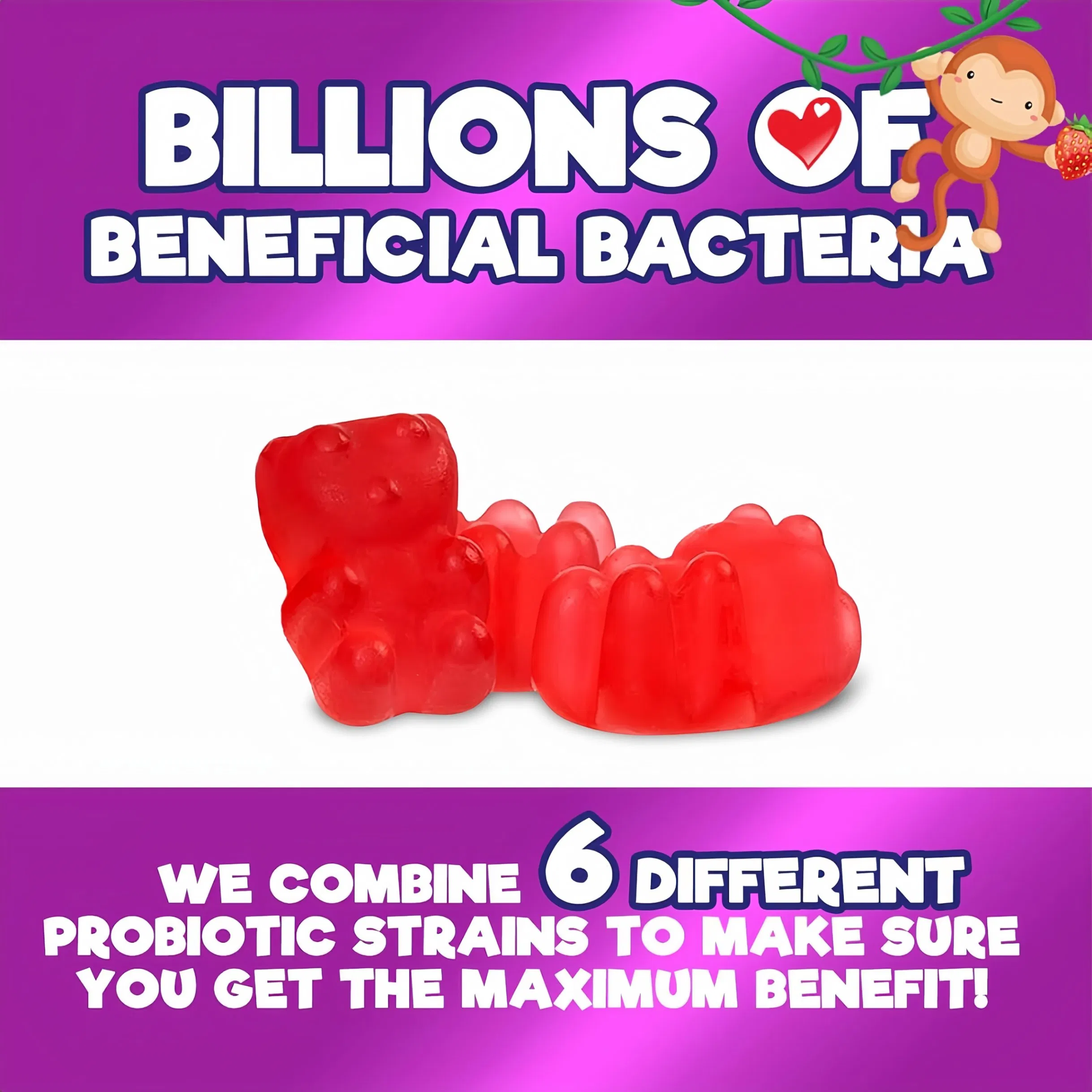 OEM Supply Private Label Vitamin Gummy Supplement Kid Prebiotics Vegan Fiber Probiotics Gummies