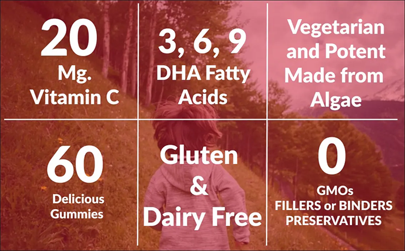 OEM Wholesale Pure Kids Multivitamin DHA Omega 3 6 9 Gummies