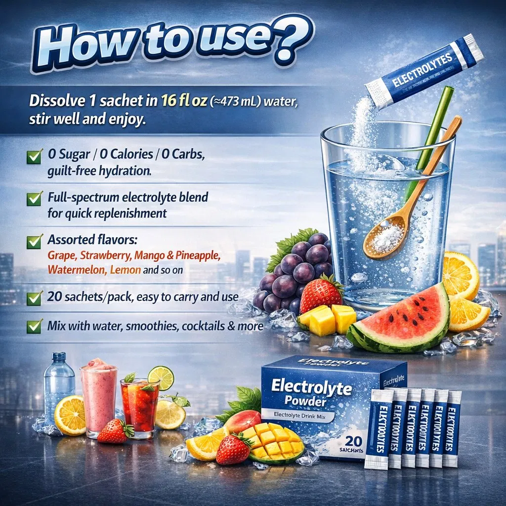 OEM Private Label 0 Sugar Keto Electrolyte Powder Bulk Multivitamin Electrolytes Hydration Powder Packets