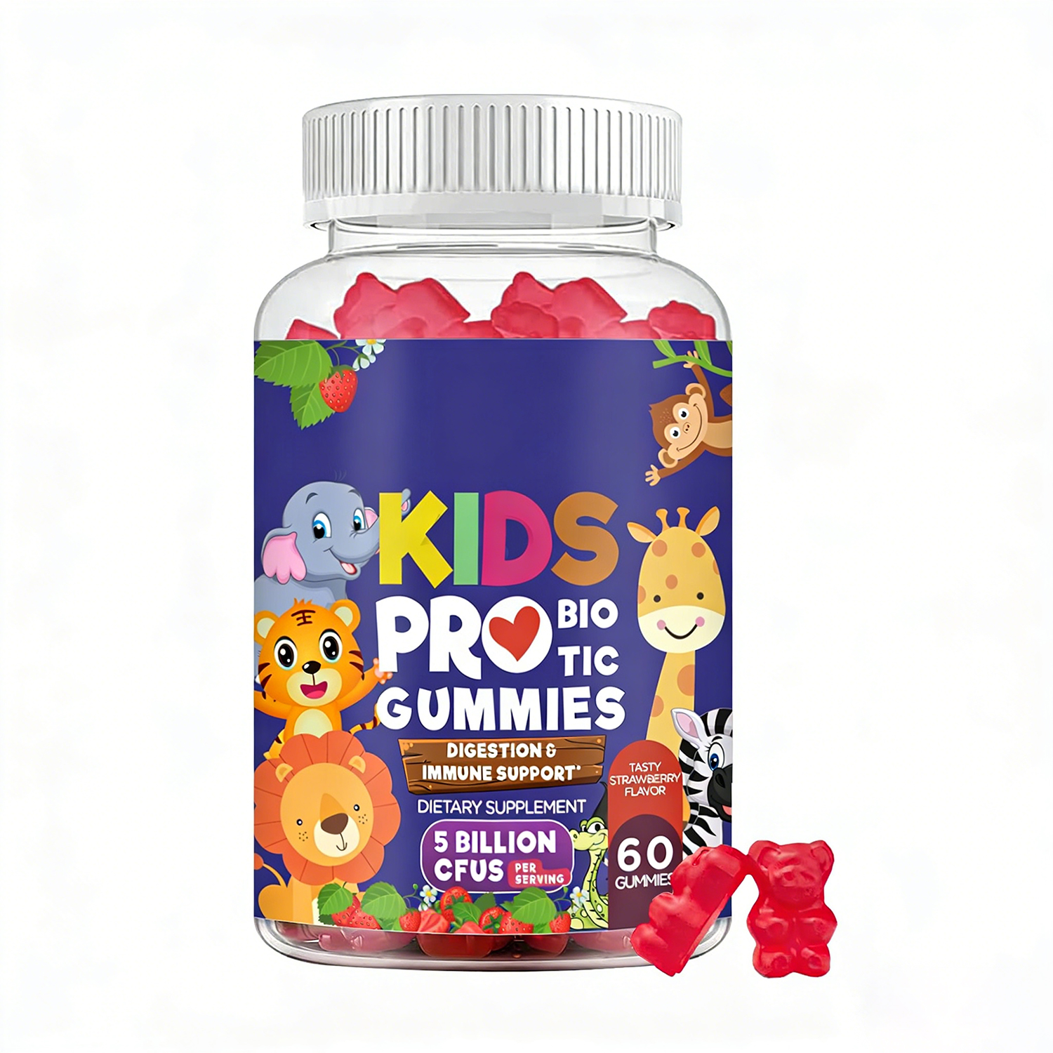 WELLBODY Private Label OEM Probiotic Gummies Health Dietary Fiber Vitamins Supplement for Kids &amp; Adults Natural