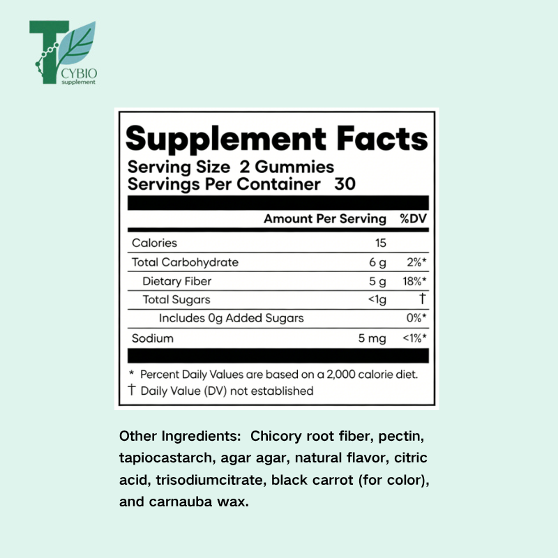 OEM Fiber Gummies with Chicory Root Prebiotic Fiber, Daily Chewable Supplement for Adults Men Women, Support Digestive Wellness