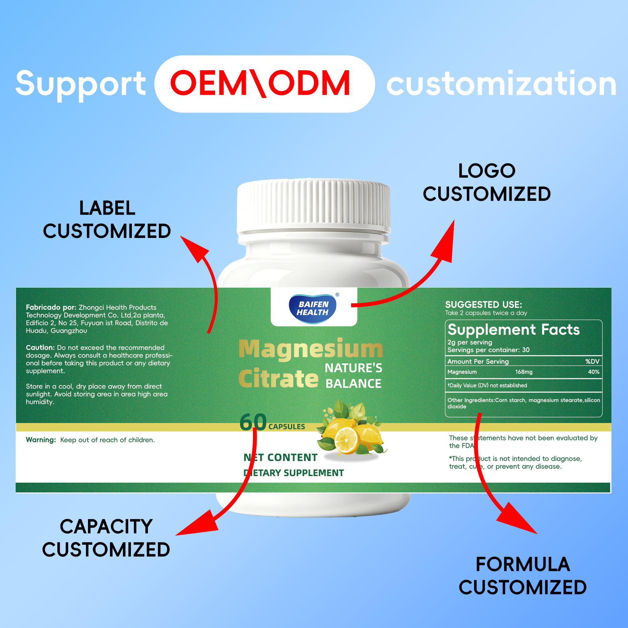 OEM ODM Various Vitamins Gummies Custom Flavor Chewable Vitamin C Providing Energy 60 Count Adult Children Custom Colors