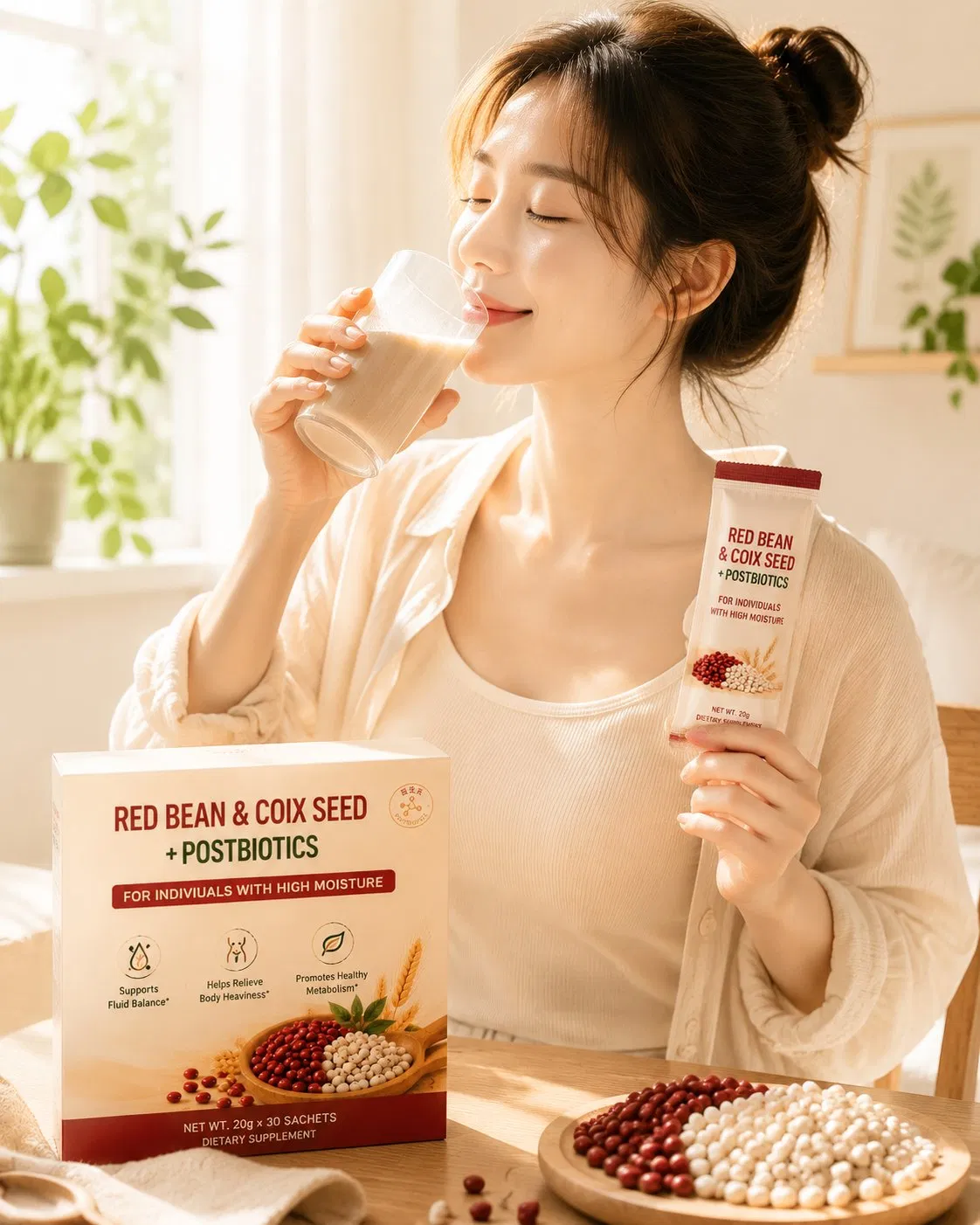 Functional Red Bean High Fiber Powder for Women with Postbiotic Support System Supporting Digestive Health Gut Balance Weight Management and Daily Wellness