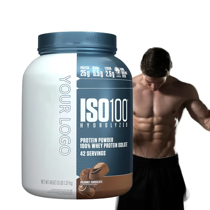 OEM/ODM Wholesale Customised ISO 100 Hydrolysed Protein Powder 100% Whey Isolate Gym Protein Powder Supplement Manufacturer