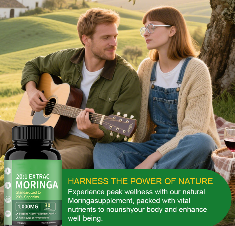 Private Label Pure Moringa Leaf Extract Organic Capsules Digestive Health Energy Management Antioxidant Adult Herbal Supplement