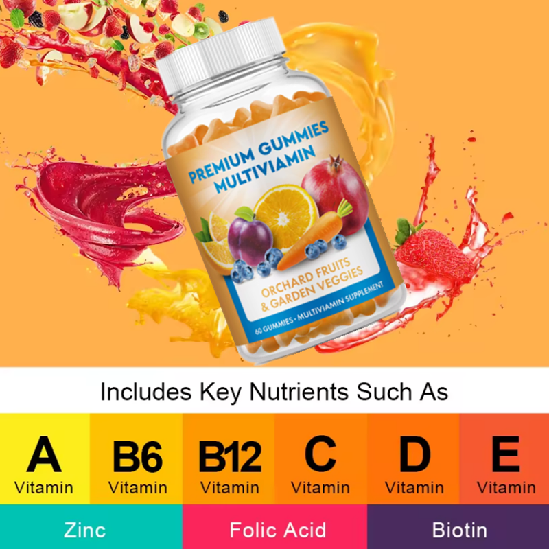 Olli OEM/ODM/Obm Vegan Halal Premium Multivitamine Gummies for Hair Skin and Nails Support Multivitamin Gummies for Body Health