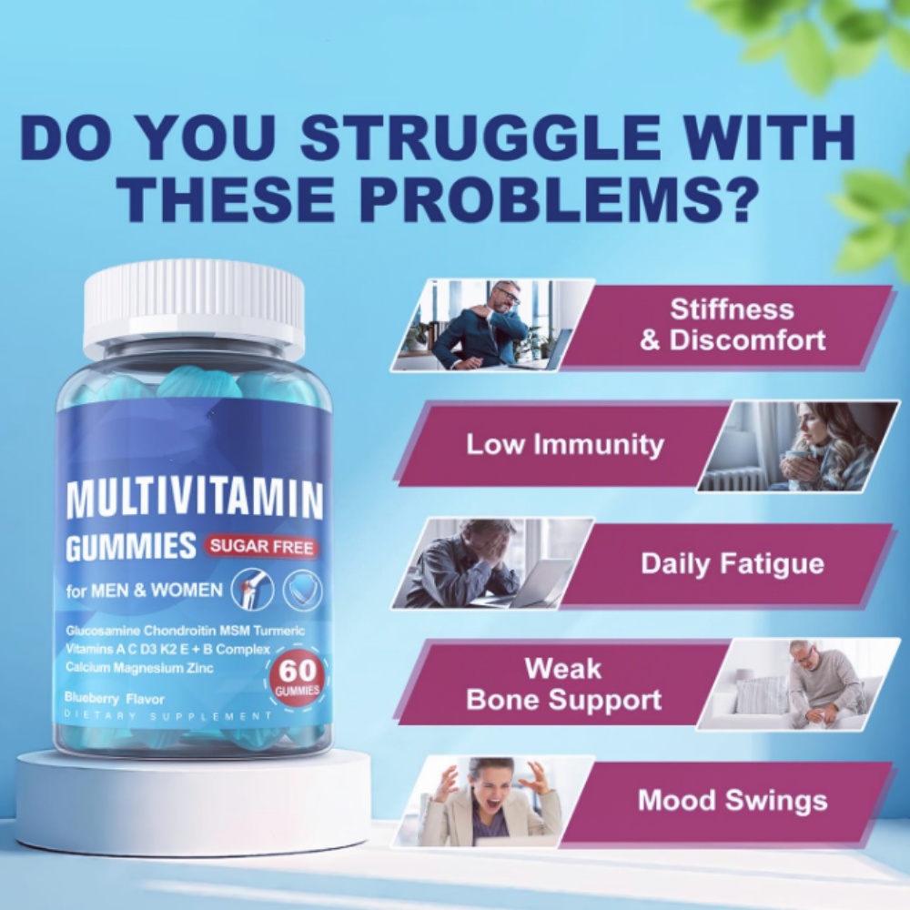 OEM Multivitamins Gummies Adult Multi Vitamins &amp; Minerals Immune Support with Vitamins B12 Zinc Supplements Multivitamin Gummies