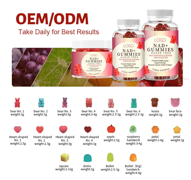 OEM/ODM Nad+ Resveratrol, Biotin Anti-Aging Gummies - Hair, Skin, Nails & Joints - Collagen Peptide