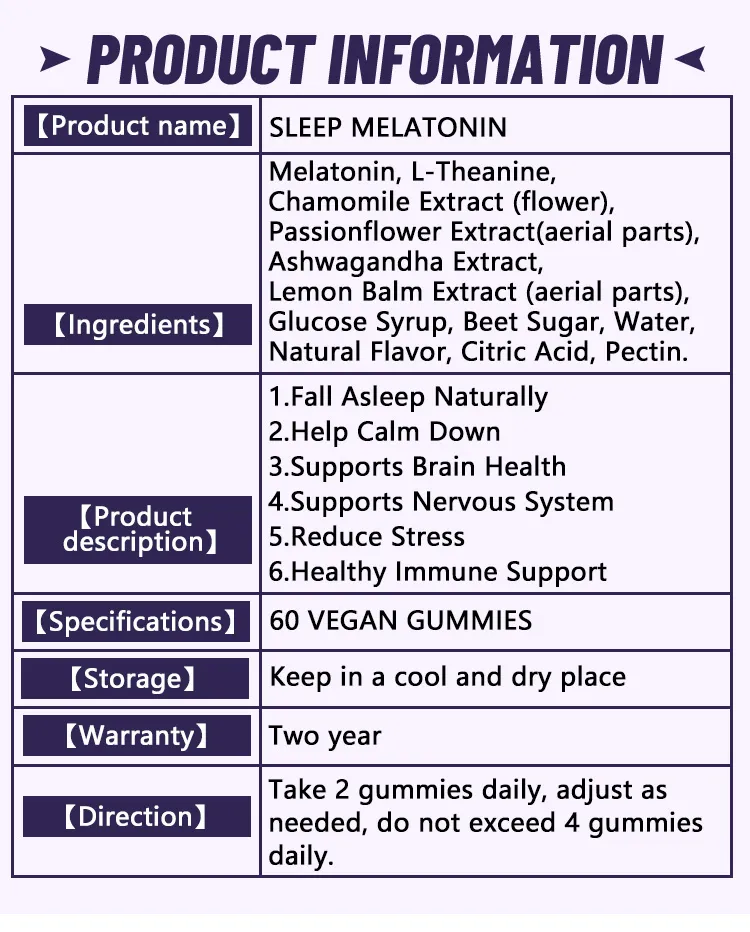 Private Label Melatonin Gummies Vegan Sleep Aid Gummy with Vitamin B6