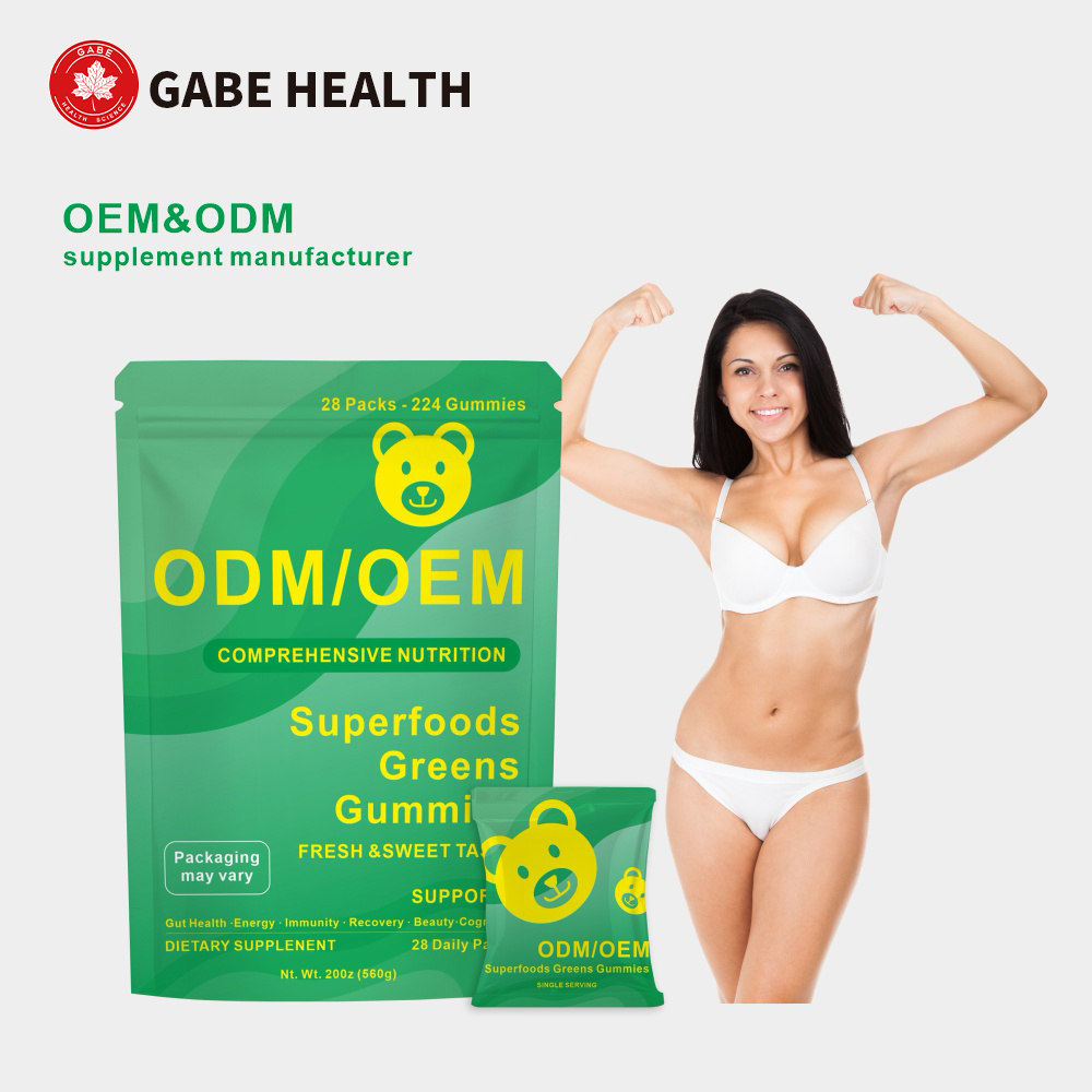 OEM Customized Superfoods Greens Gummies, Spinach Gummies To Boost Immunity, Skin &amp; Gut Health Supplement Private Label