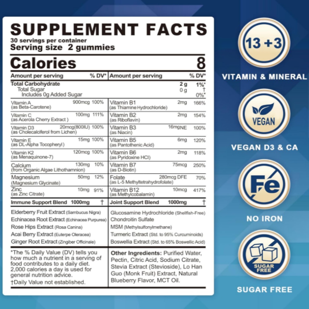 OEM Multivitamins Gummies Adult Multi Vitamins &amp; Minerals Immune Support with Vitamins B12 Zinc Supplements Multivitamin Gummies