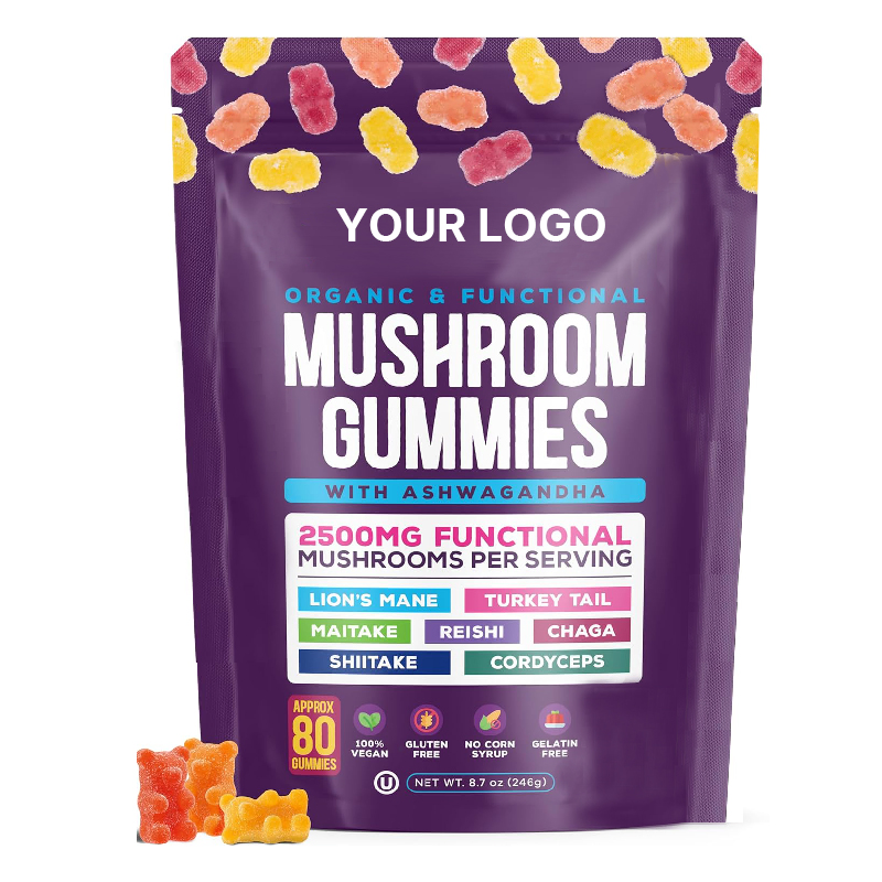 OEM/ODM Immune Defense Cognitive Enhancement Vegan Ashwagandha Gummies and Lion's Mane Mushroom Gummies Supplement