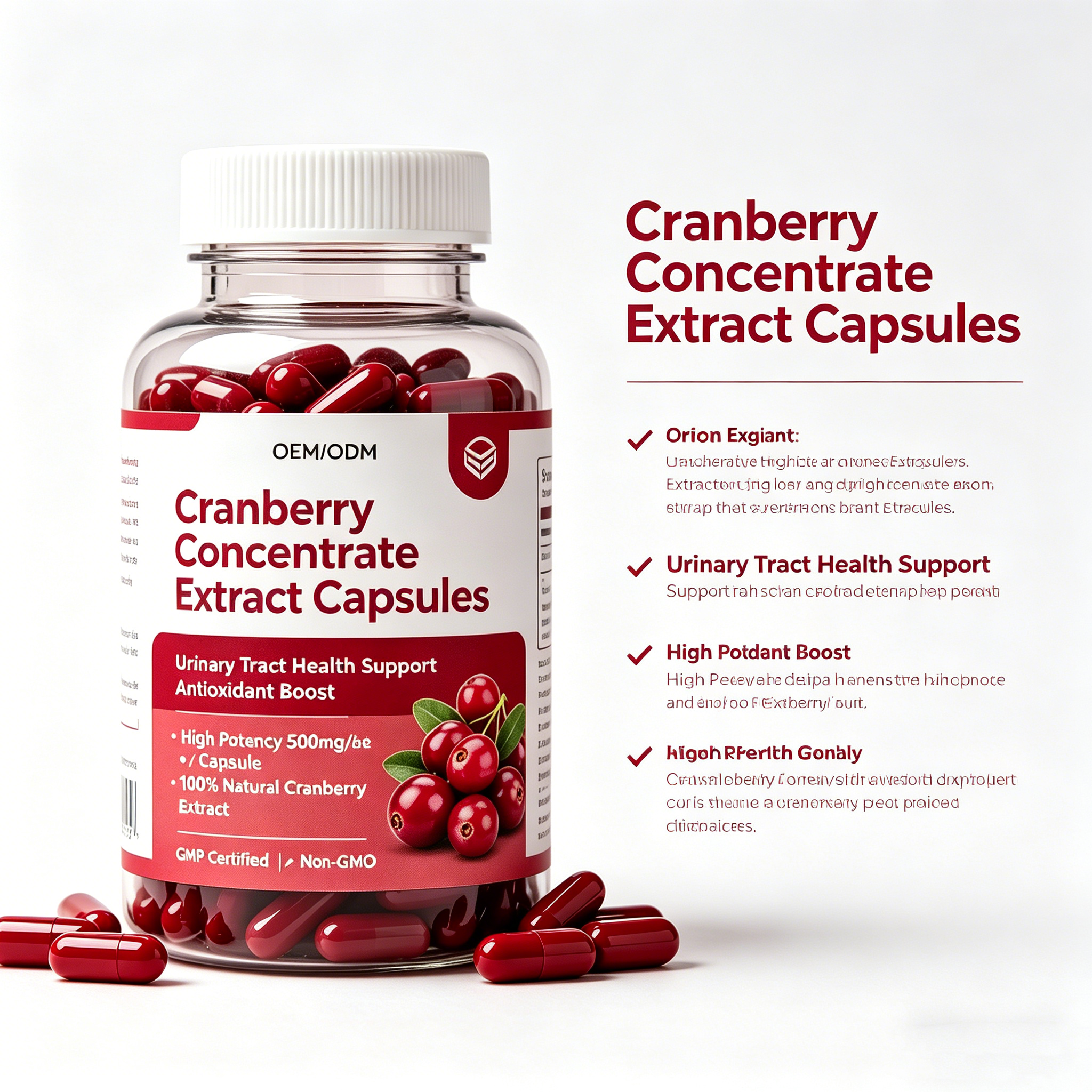 Cranberry Concentrate Extract Capsules Urinary Tract Health Support Antioxidant Herbal Dietary Supplement