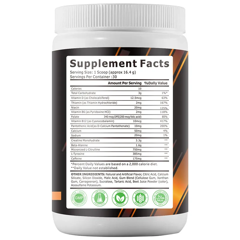 Pre-Workout Powder for Men & Women - Sports Nutrition Supplement