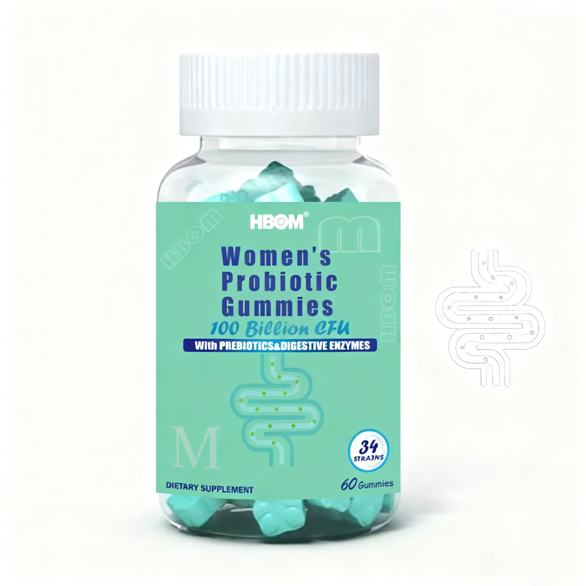 Sugar Free Dietary Fiber and Probiotic Gummies Gummy Multivitamins With Fiber Gummies Supplement for Men Women Digestive Health