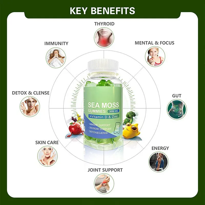 OEM Private Label Sea Moss Gummies Support Immunity and Thyroid Health