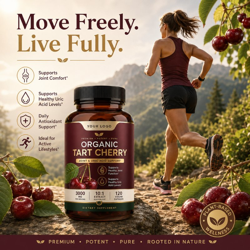 Private Label Pure Organic Tart Cherry Vegan Capsules Joint Health Dietary Supplement