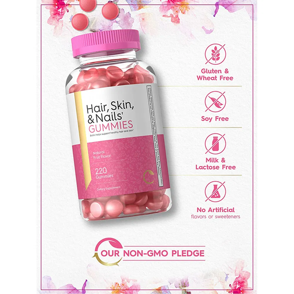 Hair Growth Skin and Nails Gummy Multivitamin Biotin Keratin & Collagen Peptides Gummies