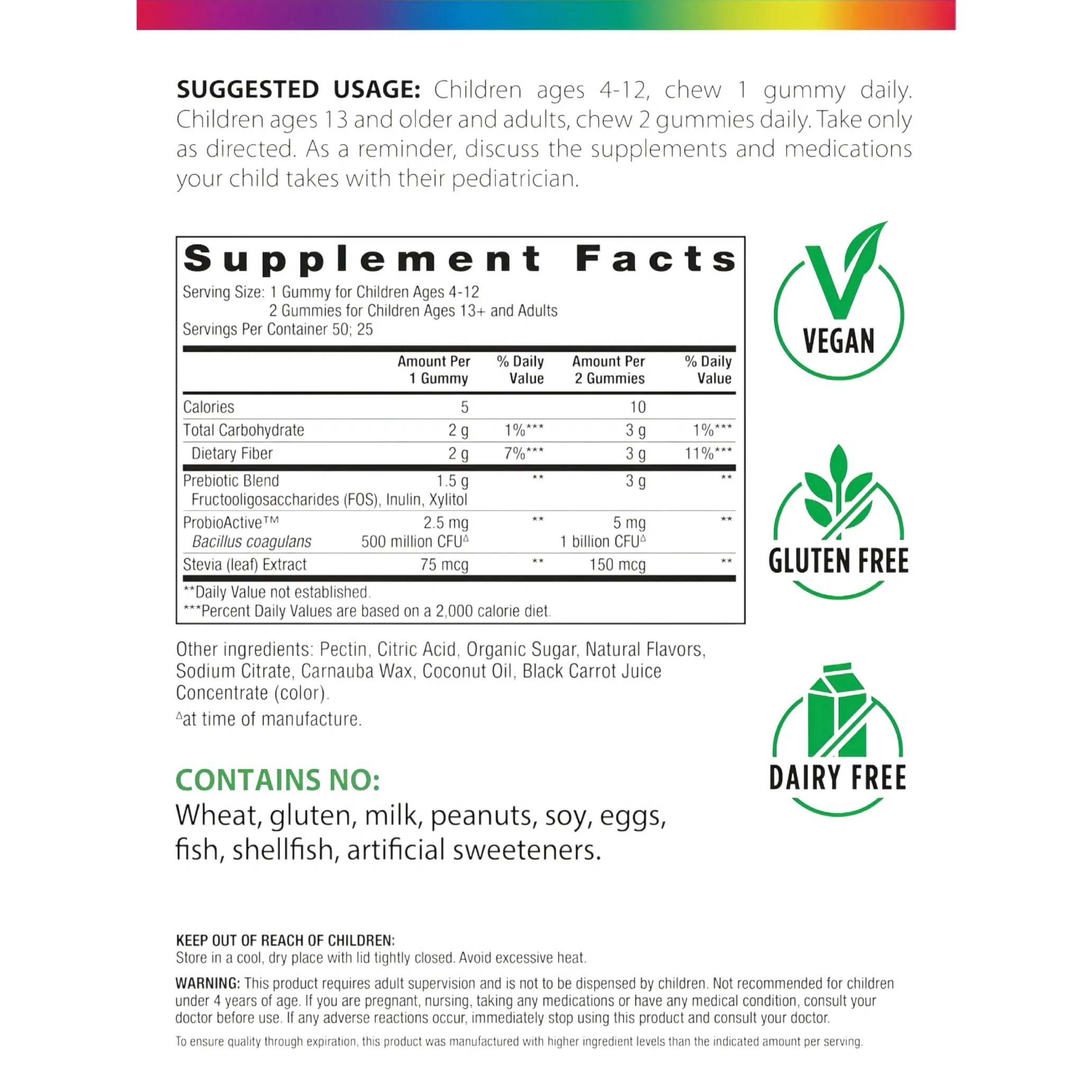 Euvitan Rainbow Light Advanced Probiotic Gummies for Digestive Health