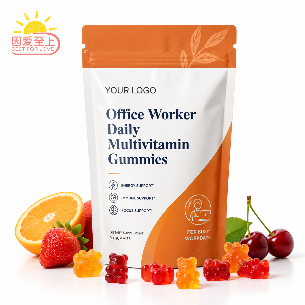 Customized logo Multivitamin Gummies for Office Worker Daily with Vitamin C Zinc Weliness Support Functional Gummies