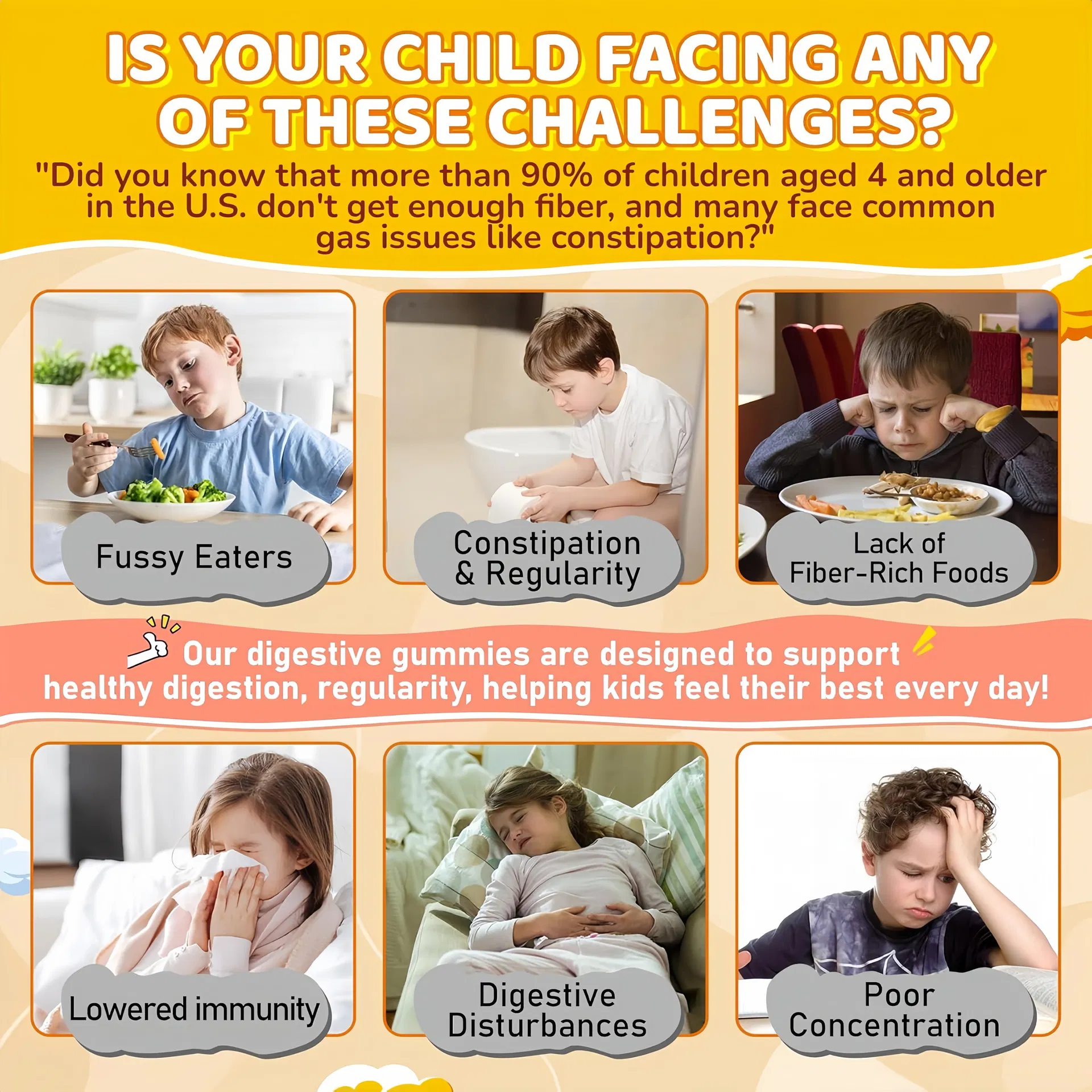 OEM Supply Private Label Vitamin Gummy Supplement Kid Prebiotics Vegan Fiber Probiotics Gummies
