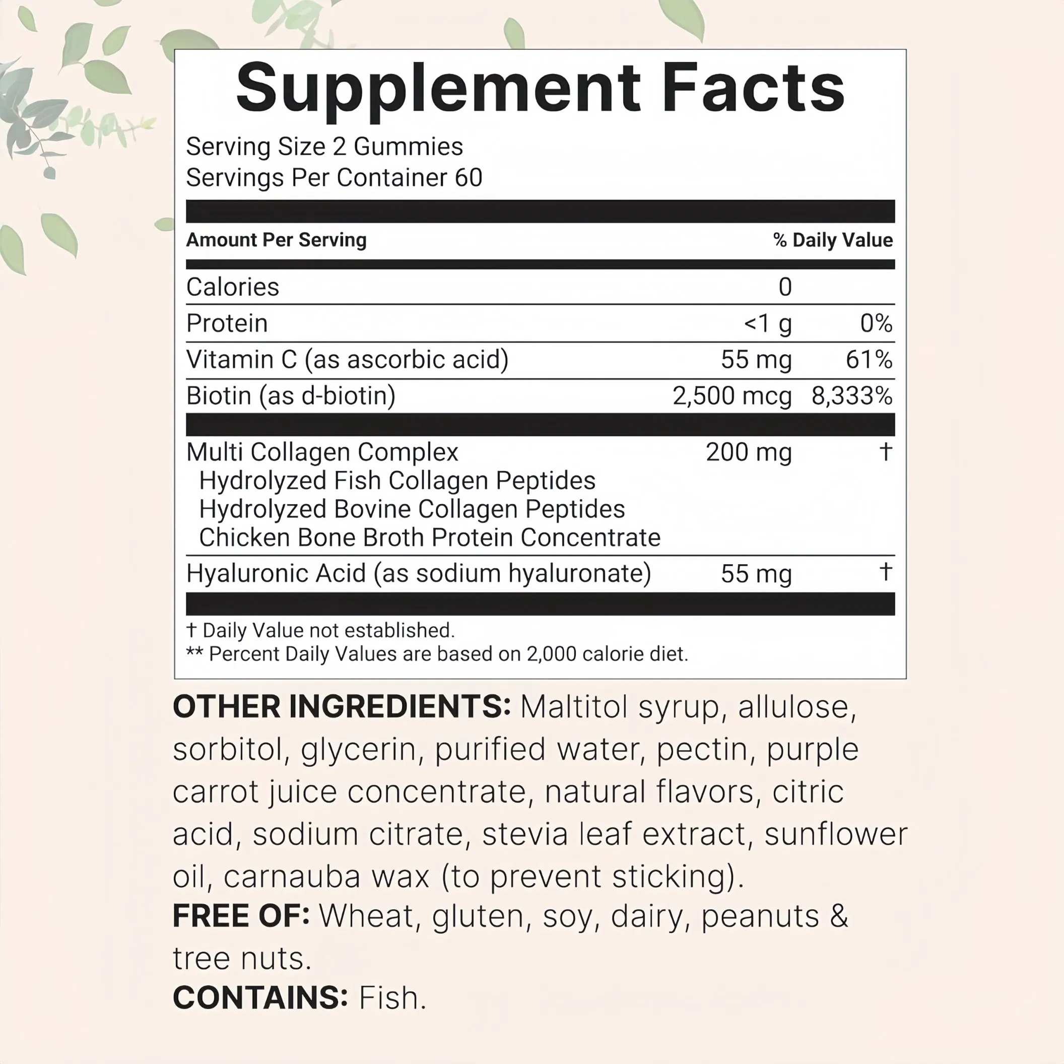 OEM Private Label Vitamin Biotin Collagen Supplements Hair Skin Care Nails Gummies
