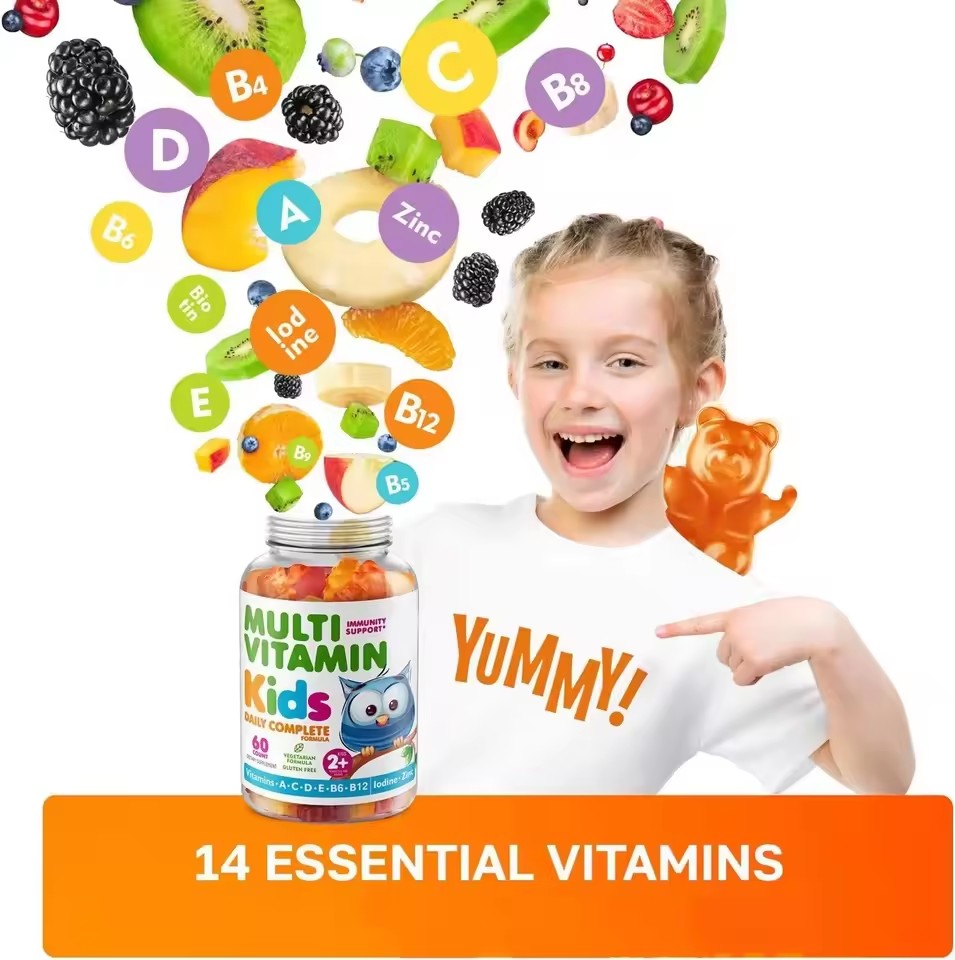 Kids Multivitamin Gummies Immune Support Minerals Vitamin A,C,D,E,B Zinc Chewable Supplement