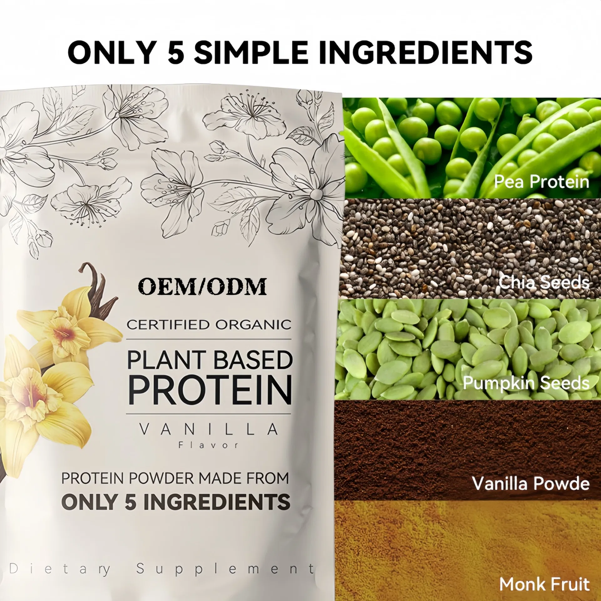 Vegan No Allergens Pea Supplement Hydrolyzed Plant Protein Powder Plant Pea Protein Peptide Powder
