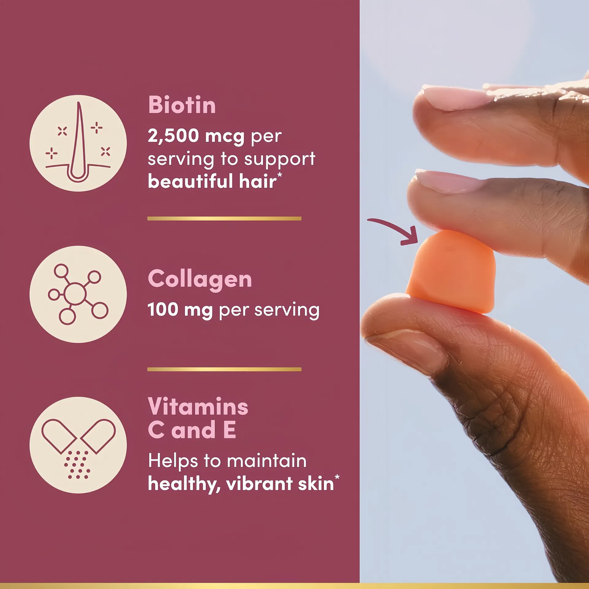 OEM Private Label Vitamin Biotin Collagen Supplements Hair Skin Care Nails Gummies