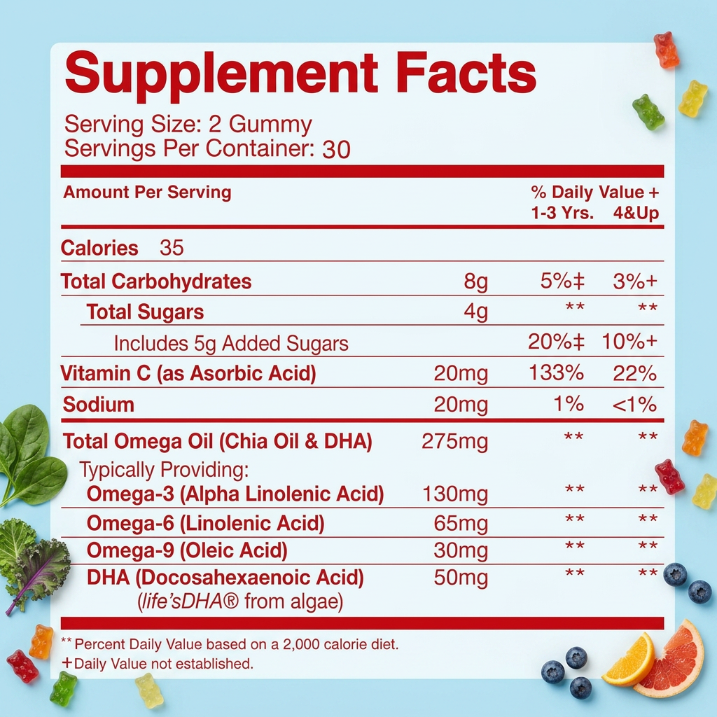 GMP Factory OEM Private Label Organic Multivitamin Gummies DHA Omega 3 Chewing Candy for Kids Growth &amp; Immune Health Vitamins