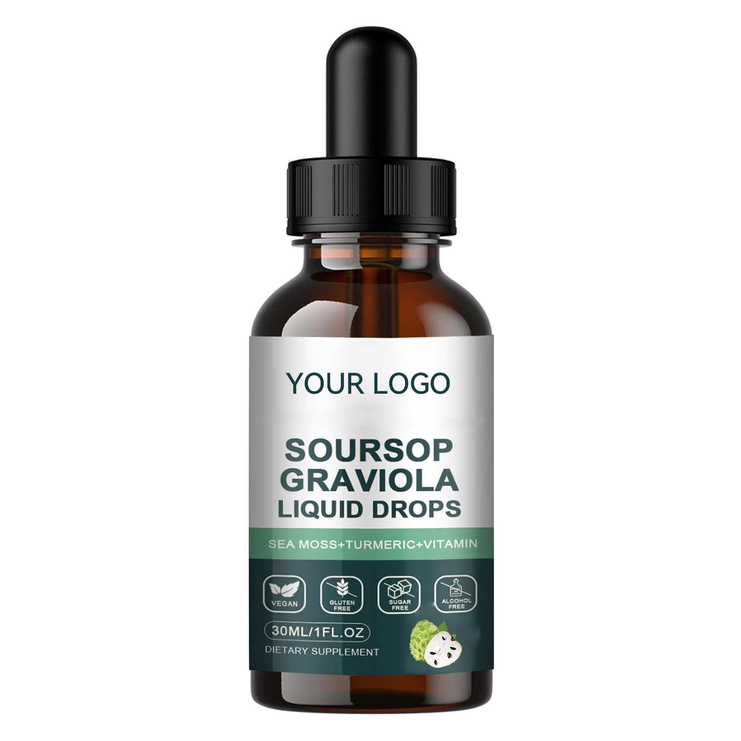 Organic Soursop Leaf Extract Liquid Drops with Sea Moss, Vitamin C, B6 &amp; Zinc Vegan, Supports Immunity, Gut &amp; Cell Health
