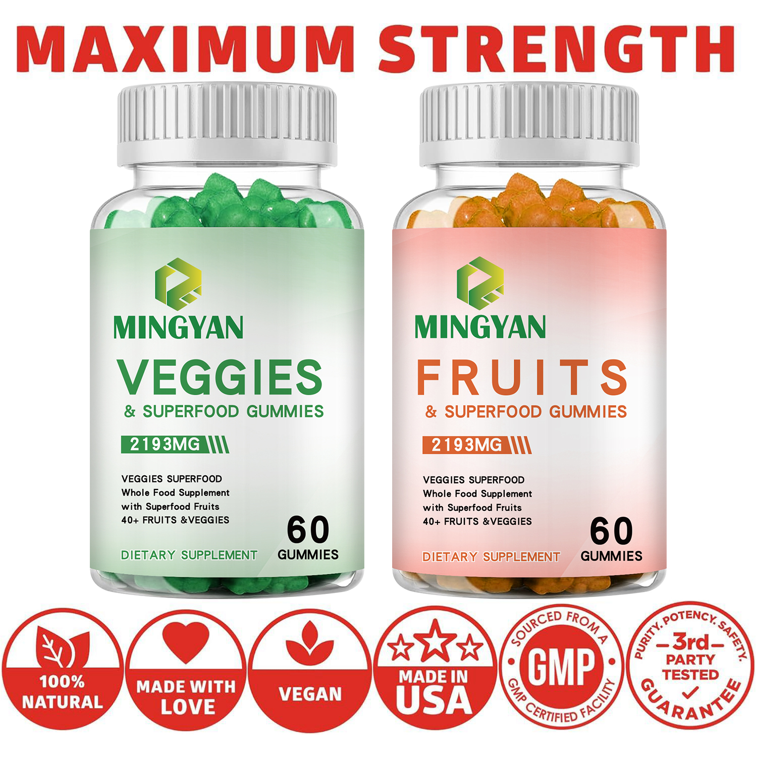MY Factory Private Label Fruit and Vegetable Multivitamins-Supplement Super Green Vitamin Gummies for Immune Support