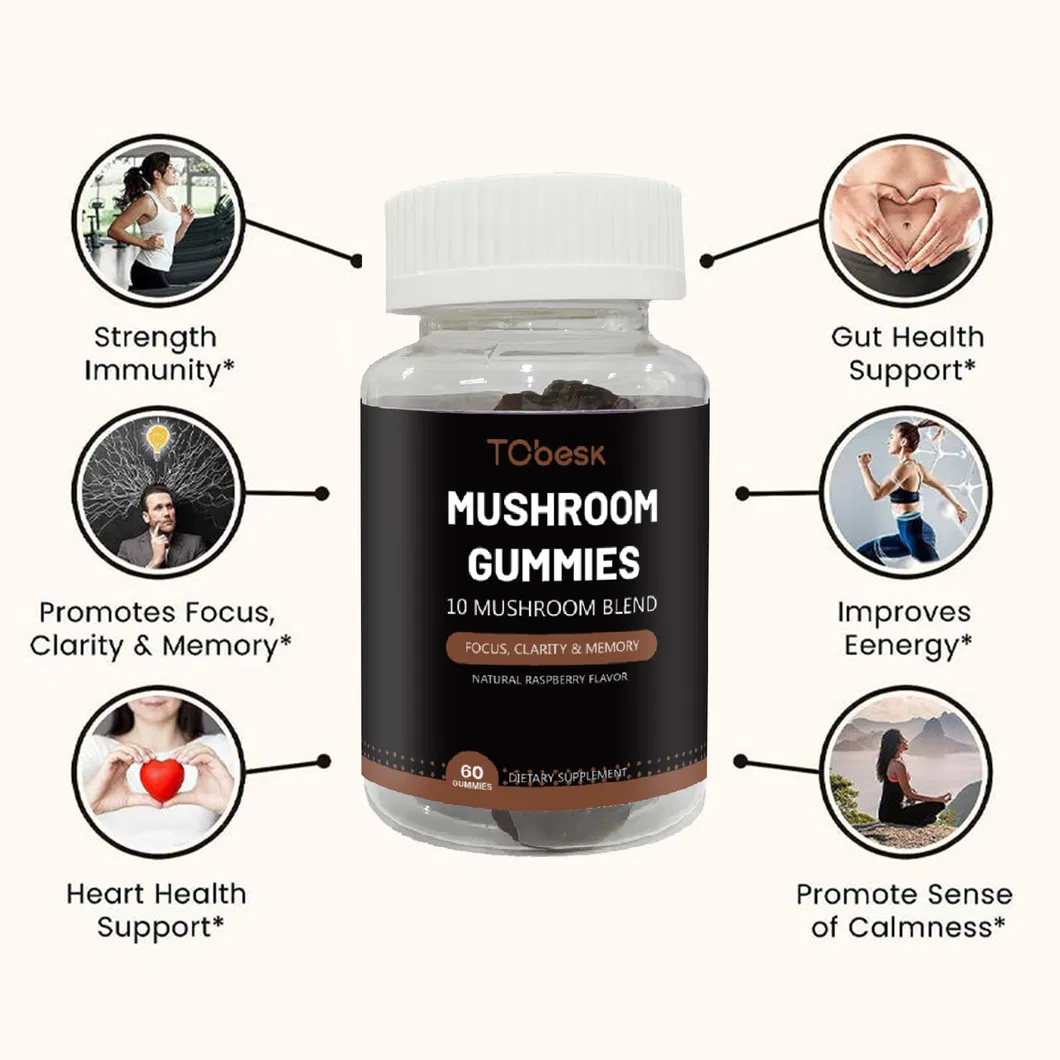 Mushroom Gummies Support Calm Sleep Enhance Immunity Dietary Supplements for Adults