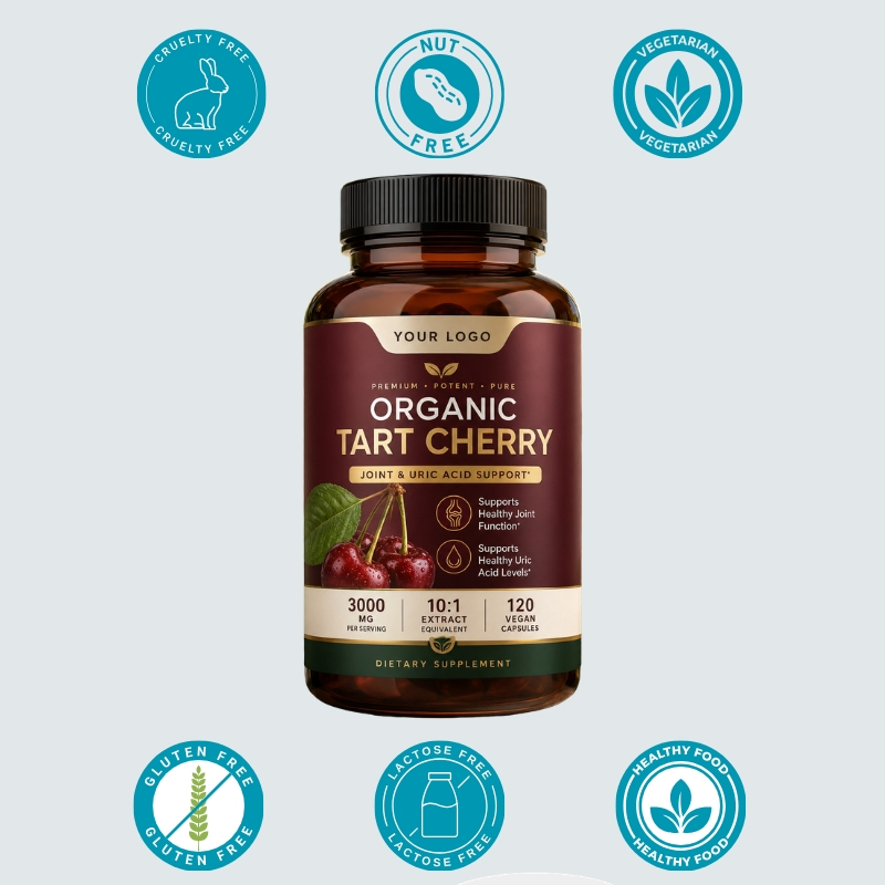 Private Label Pure Organic Tart Cherry Vegan Capsules Joint Health Dietary Supplement