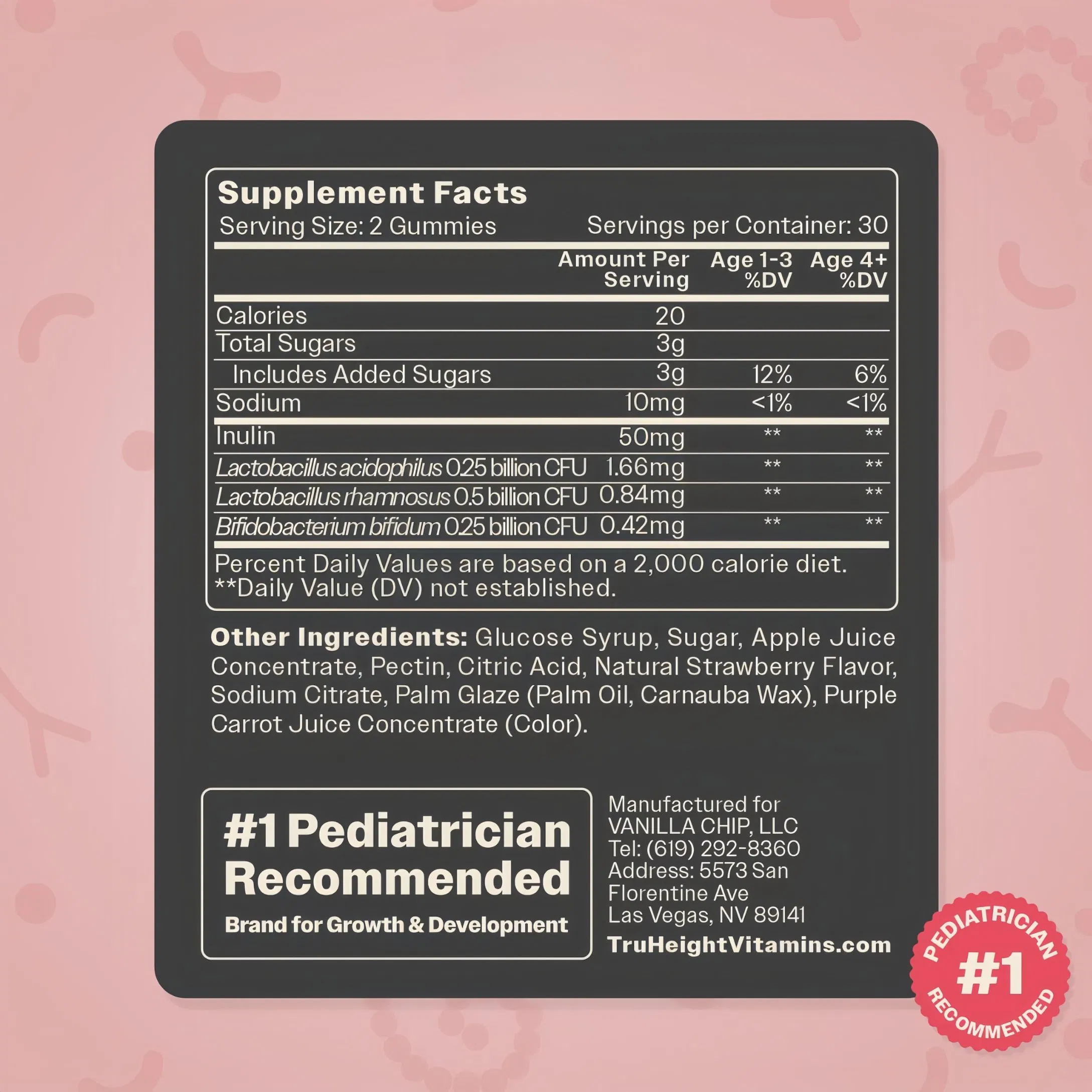 Kids Prebiotic &amp; Probiotic Gummies Ages 2+ (Strawberry Flavor) Toddlers &amp; Kids All Natural Gut Health Digestive Enzymes