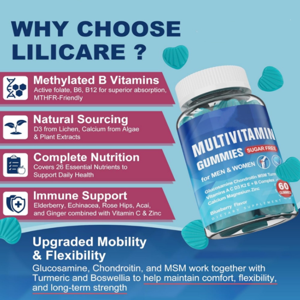 OEM Multivitamins Gummies Adult Multi Vitamins &amp; Minerals Immune Support with Vitamins B12 Zinc Supplements Multivitamin Gummies