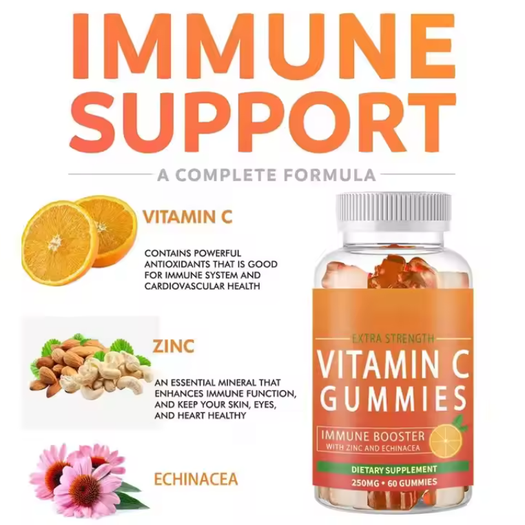 Skin Whitening Collagen Vitamin C Gummies Immune Support Booster Supplement Vitamine C Gummy Vitamins With Zinc