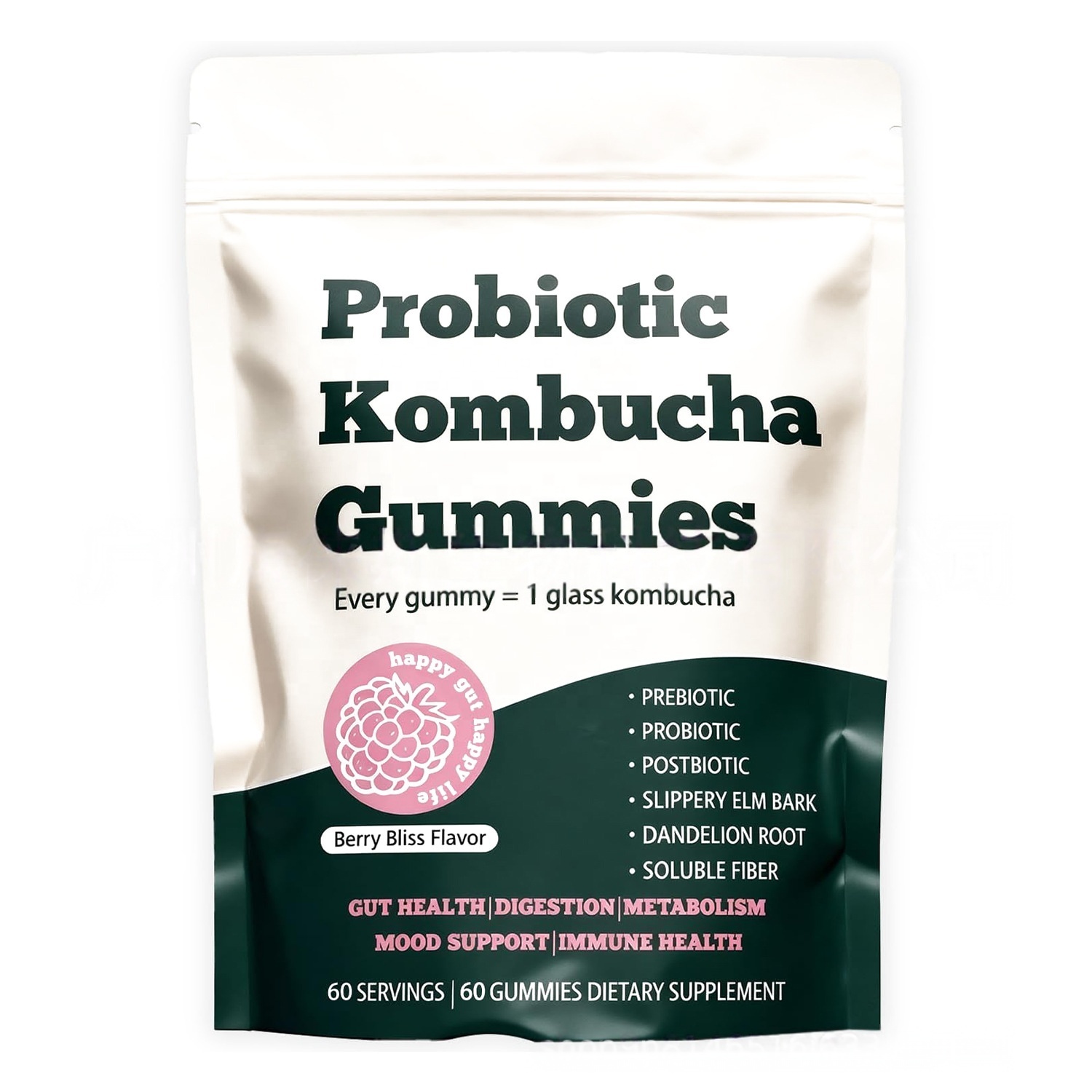 OEM Probiotic Kombucha Gummies with Probiotics and Fiber Supplement for Adult Gut Health -GMO Free Gummy