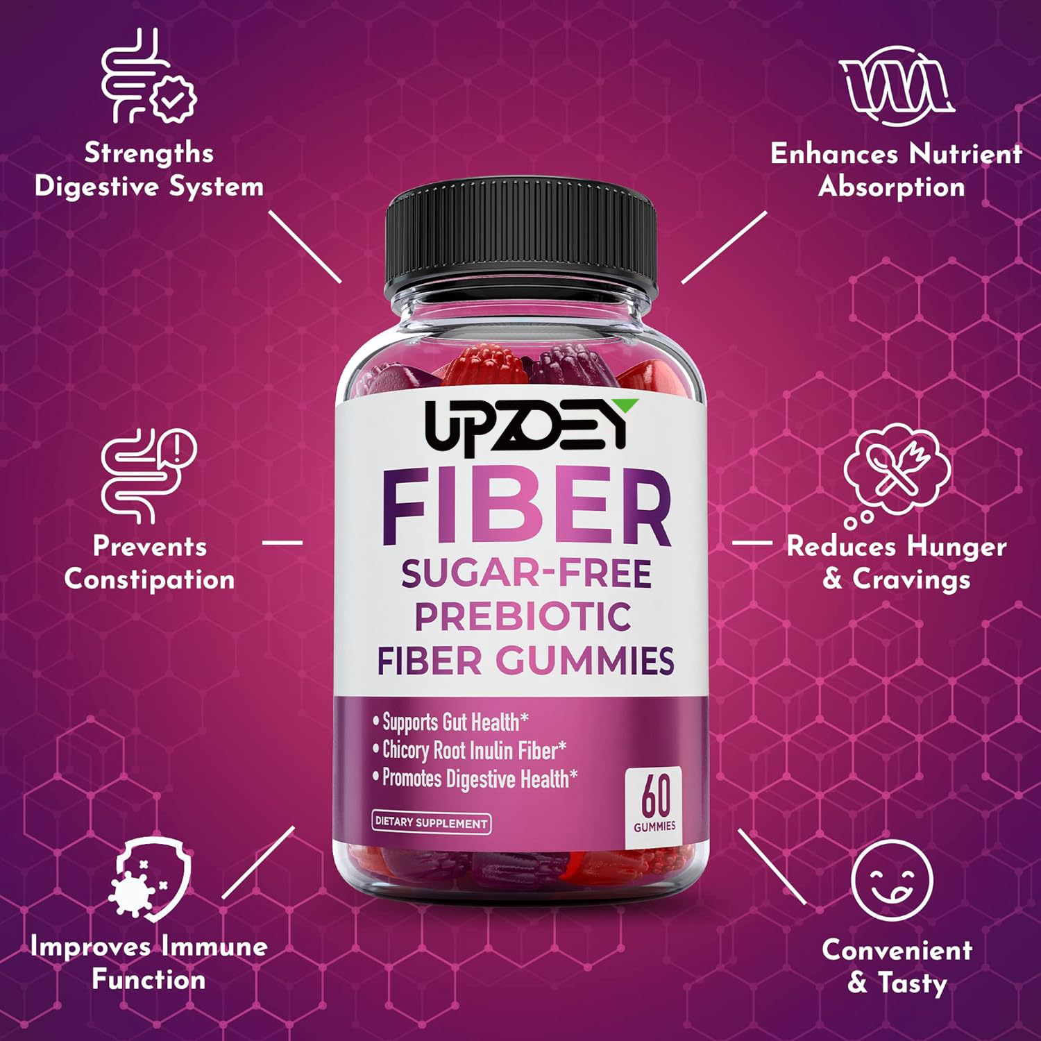OEM Organic Fiber Gummies Rich in Fiber Supplement Supports Gut Health &amp; Promotes Healthy Digestion,Enhance Nutrient Absorption