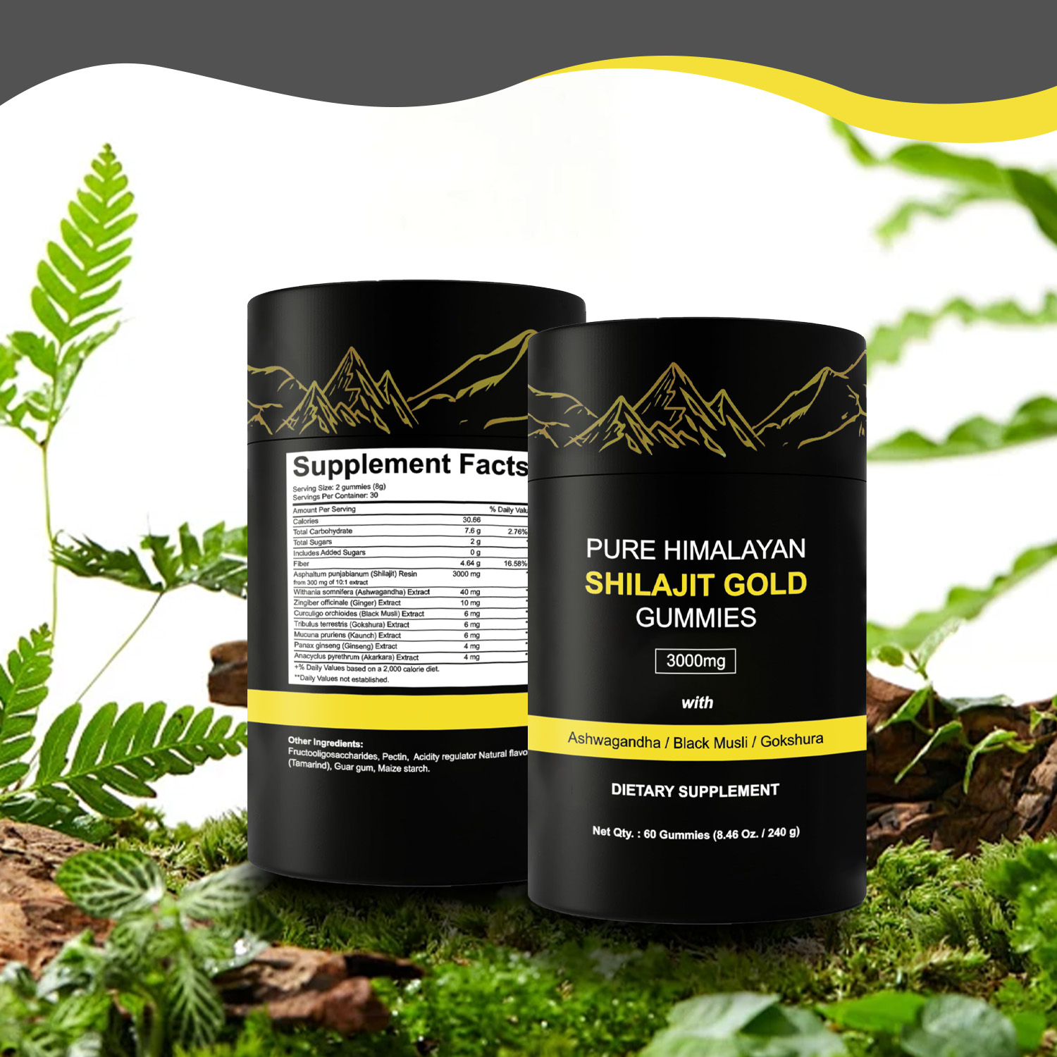 Wholesale Customize 60 Shilajit Energy Gummies Immune Support Energy Management Fiber Antioxidant Health Supplements