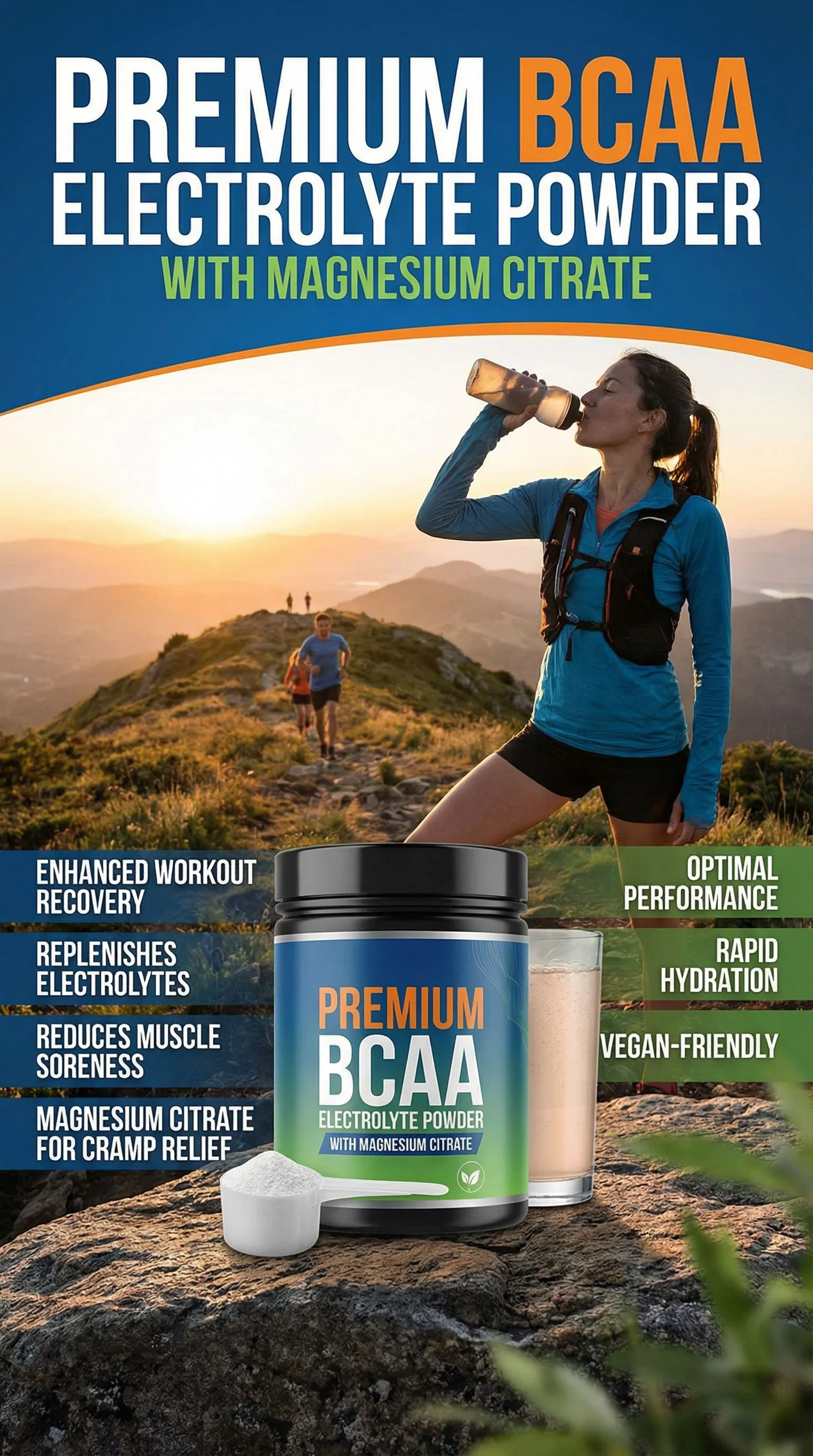 Premium Bcaa Electrolyte Powder with Magnesium Citrate for Enhanced Workout Recovery