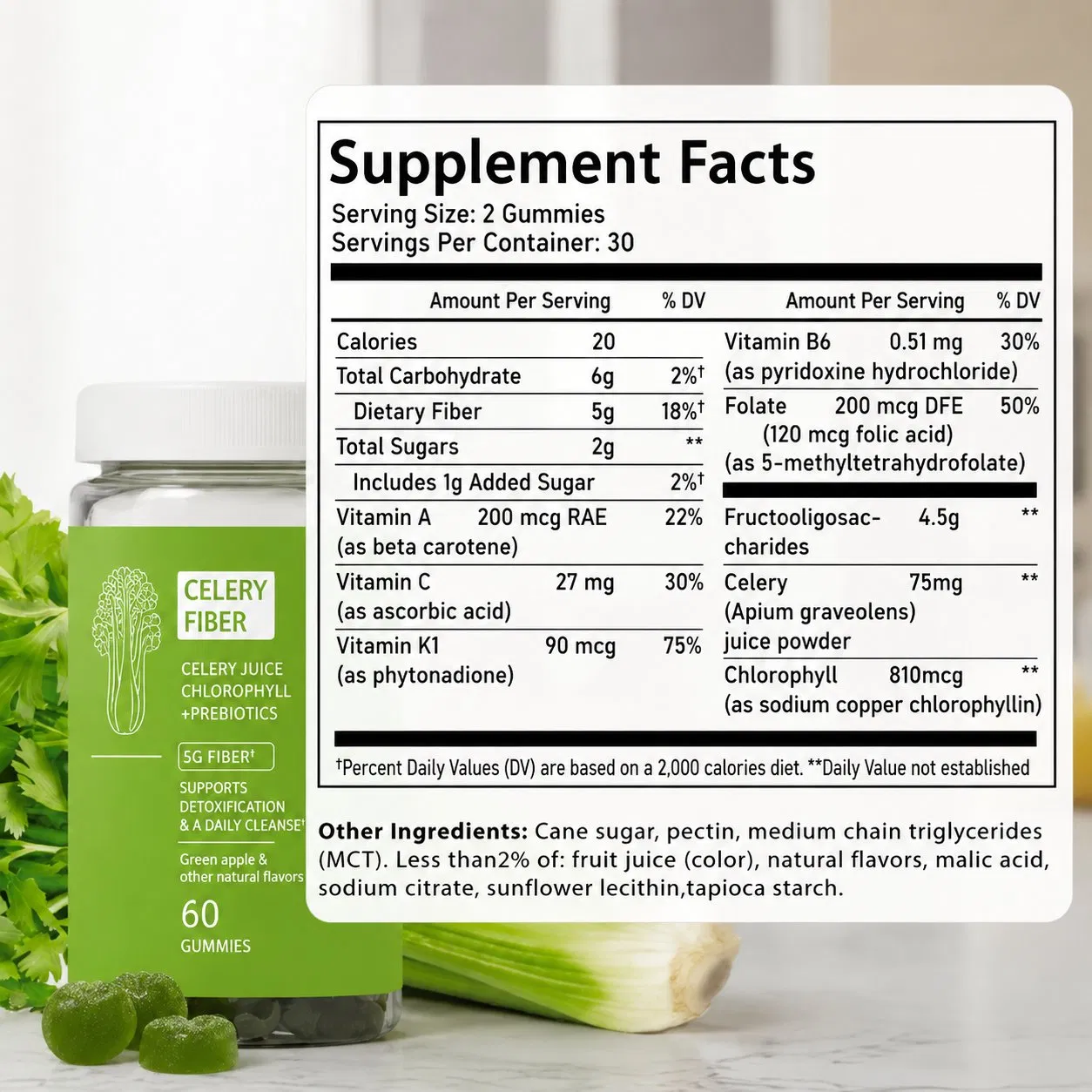 Celery Juice Gummies Tasty Alternative to Fresh Celery Juice for Gentle Detox &amp; Gut Health