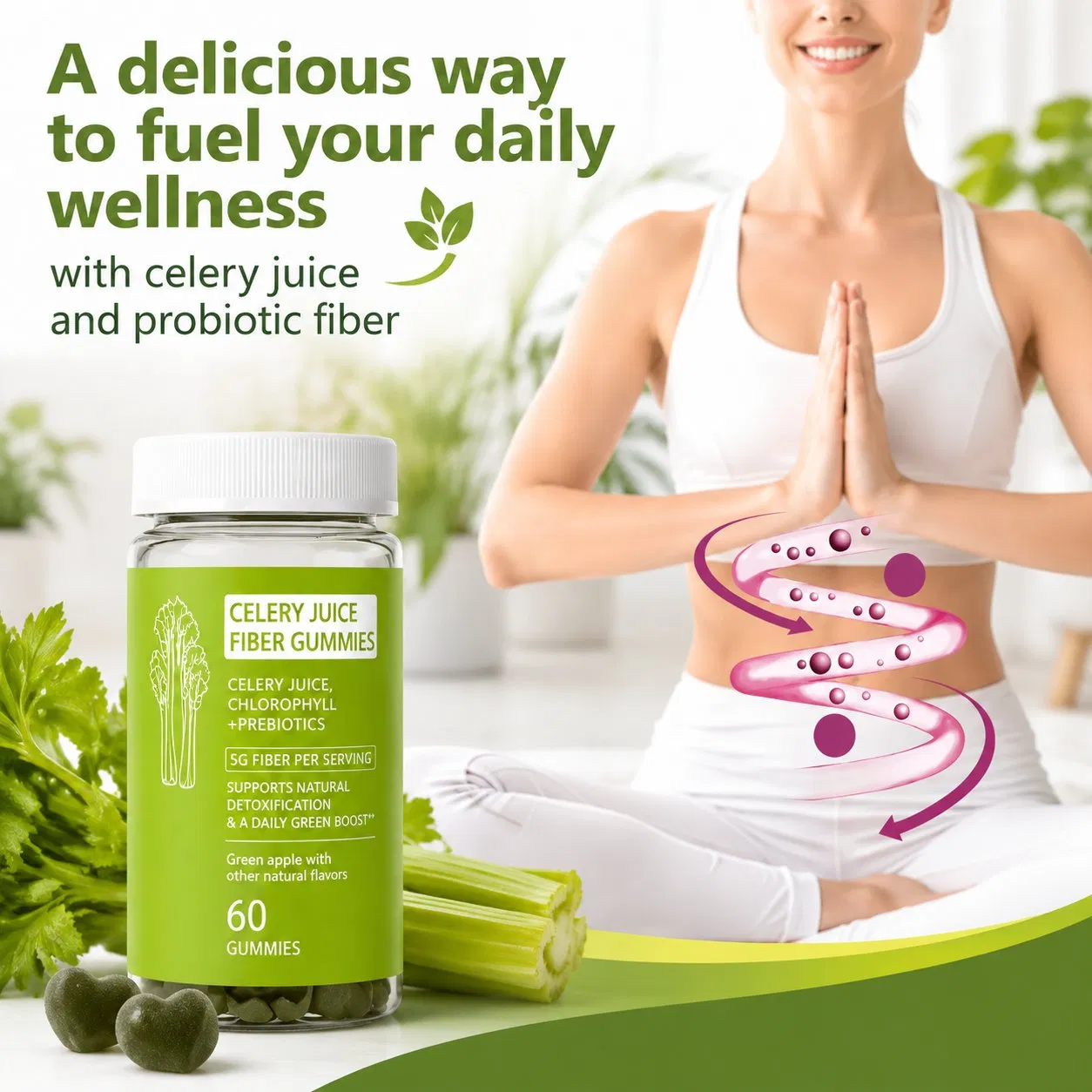 Celery Juice Gummies Tasty Alternative to Fresh Celery Juice for Gentle Detox &amp; Gut Health