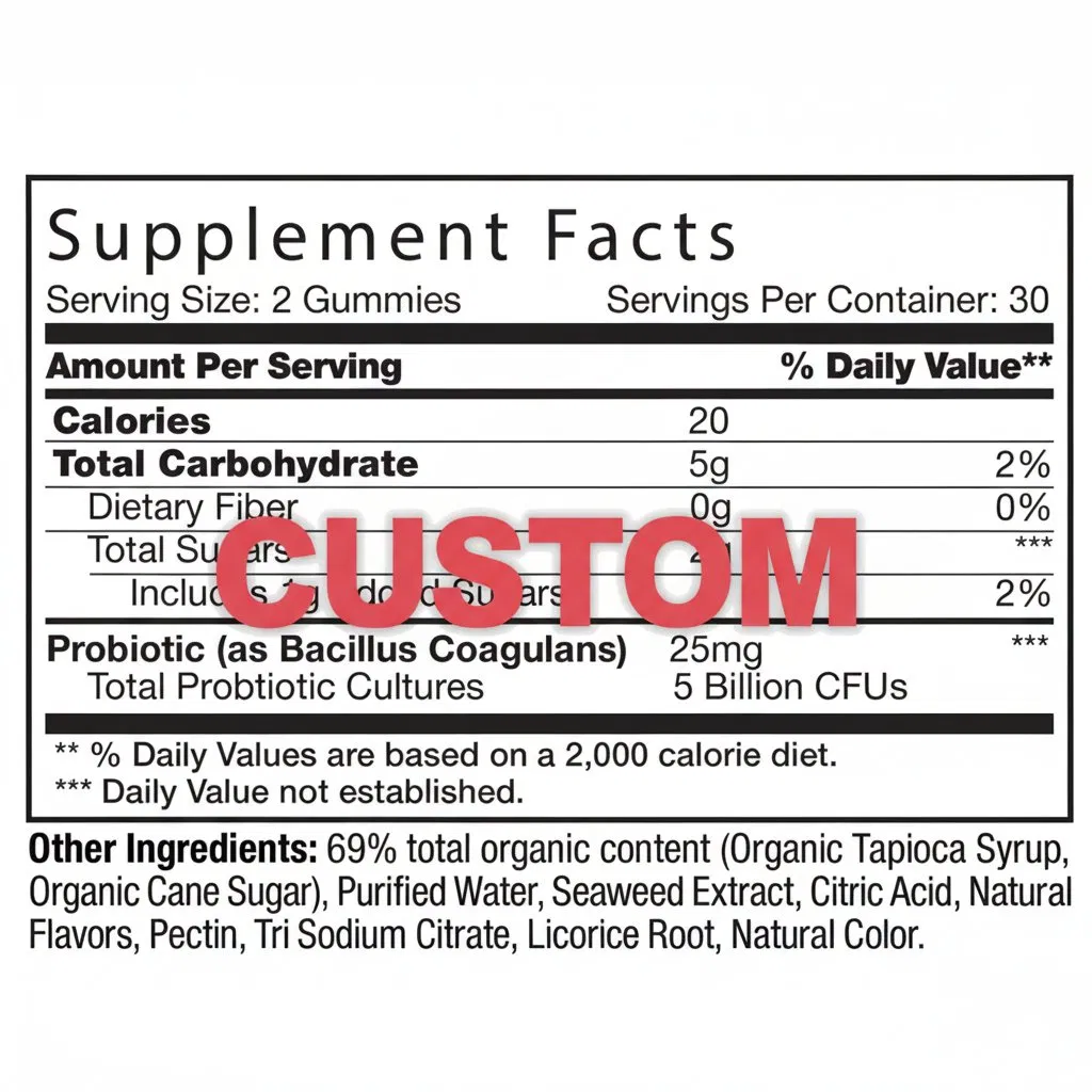 OEM Sugar Free Probiotic Gummies Prebiotic Vegan Individually Packaged Digestive Support Postbiotic Gummy for Kids &amp; Adults