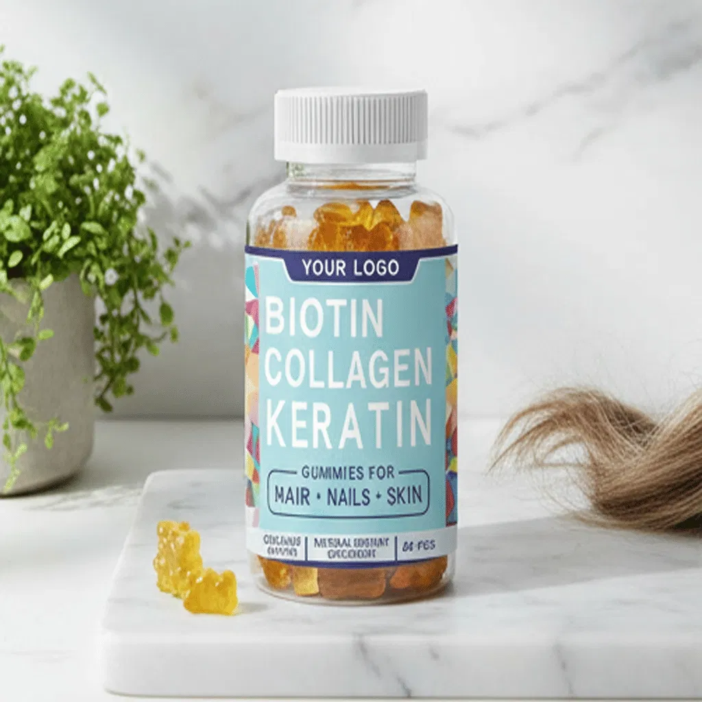Private Label Vitamin and Supplements Bear Vegan Biotin Collagen Gummies Hair Supplement Hair Skin Nails From China