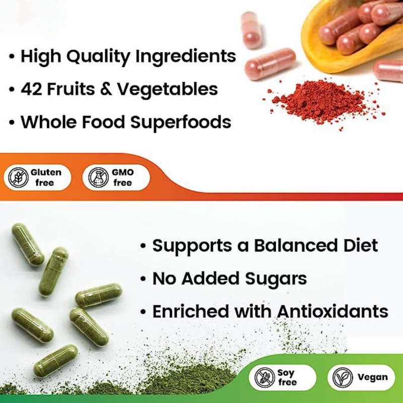 OEM Fruits and Veggies Capsules Food Supplement with Superfood Vegetables for Women Men Kids Fruits Veggies Capsules