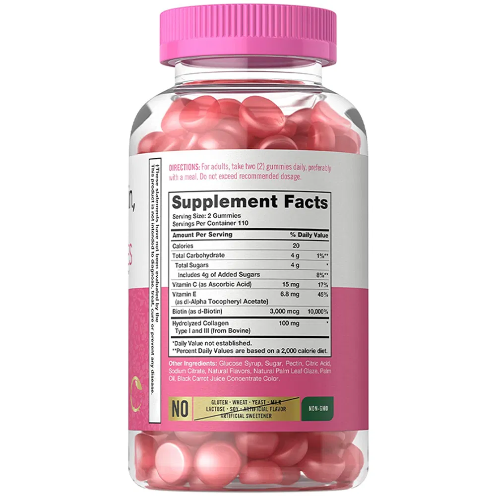 Hair Growth Skin and Nails Gummy Multivitamin Biotin Keratin & Collagen Peptides Gummies