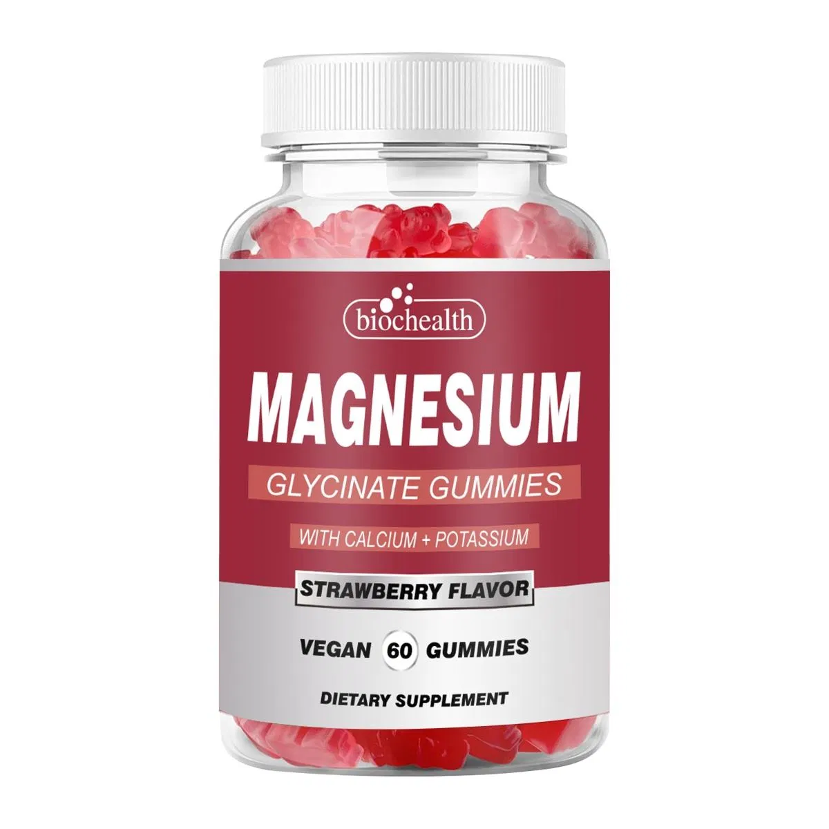 Biochealth Magnesium Glycinate 4oomg, Sugar Free Magnesium Gummies -Magnesium Potassium Supplement for Sleep, Immunity Support